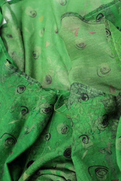 Rounded Hem Shamrock Green Meadow Silk Cotton Shirt 5