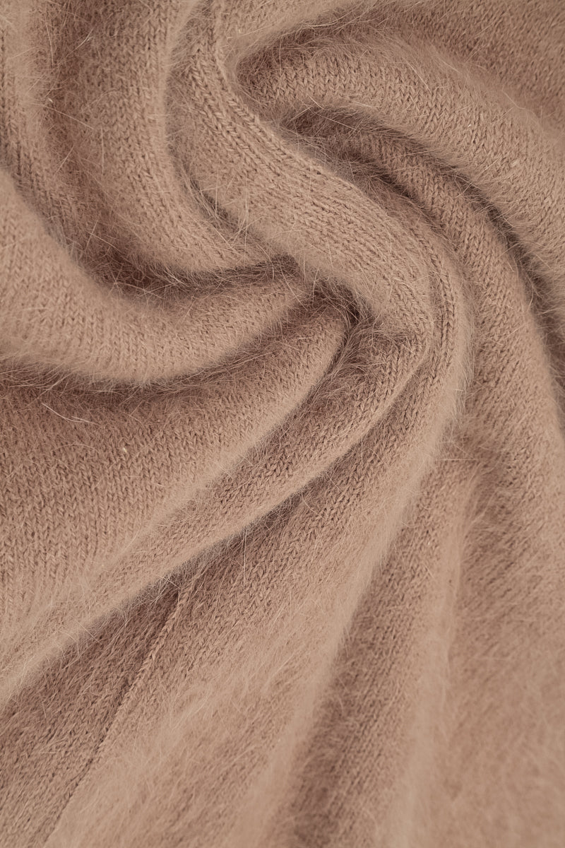 Rounded Hem Soft Taupe Angora Sweater 5