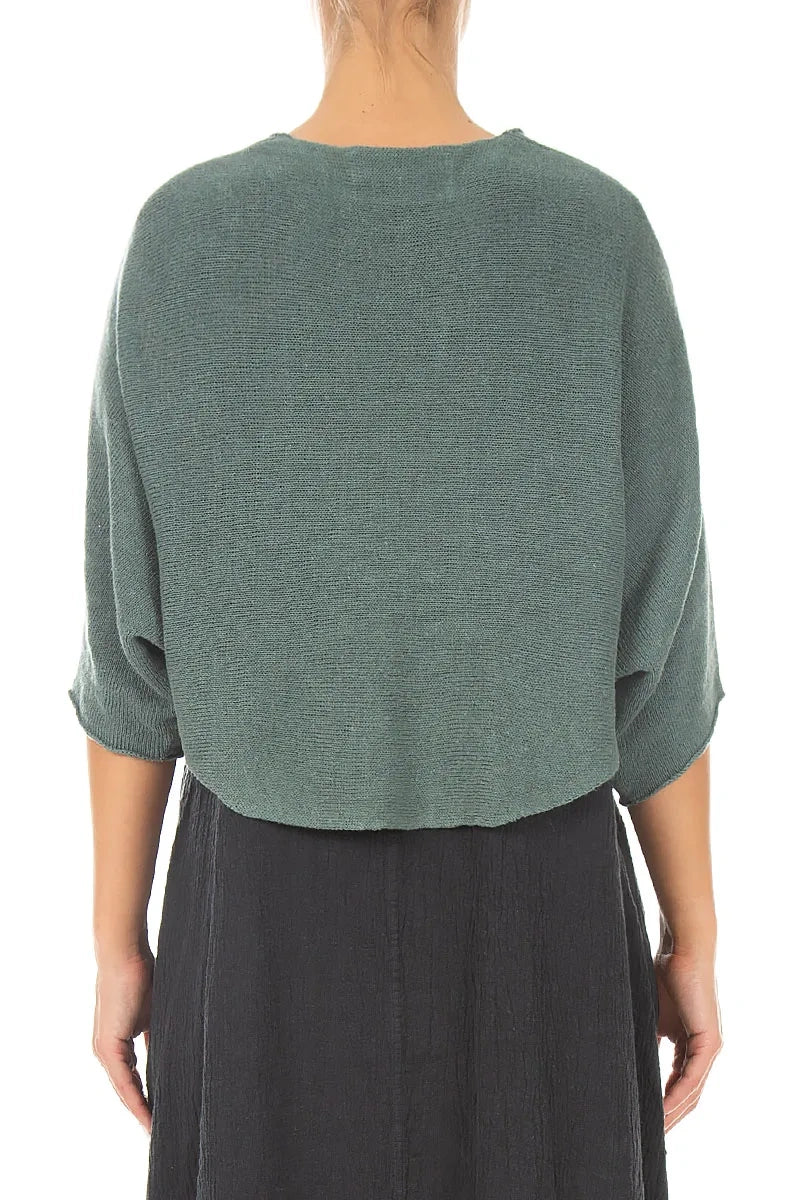 Rounded Sage Linen Cardigan