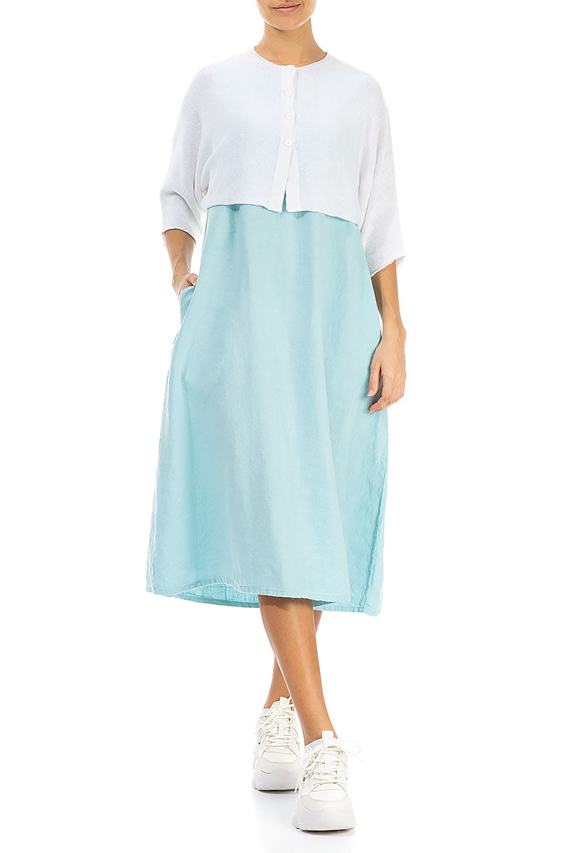 Rounded White Linen Cardigan 4