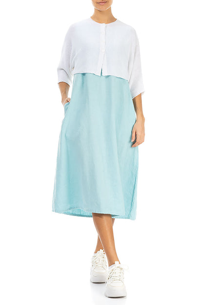 Rounded White Linen Cardigan 4