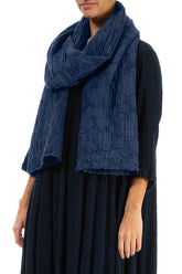 Royal Blue Circle Silk Linen Scarf 3