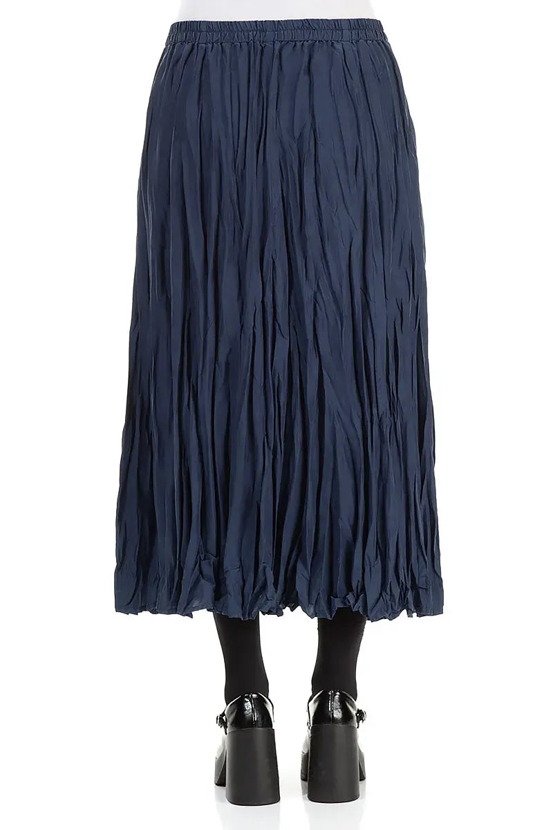 Royal Blue Crumpled Pure Silk Skirt 2