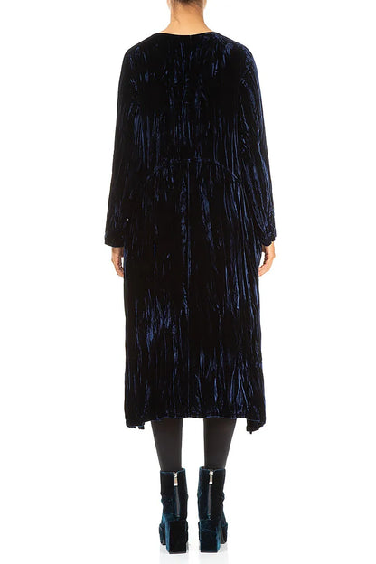 Robe en velours de soie froissé bleu roi