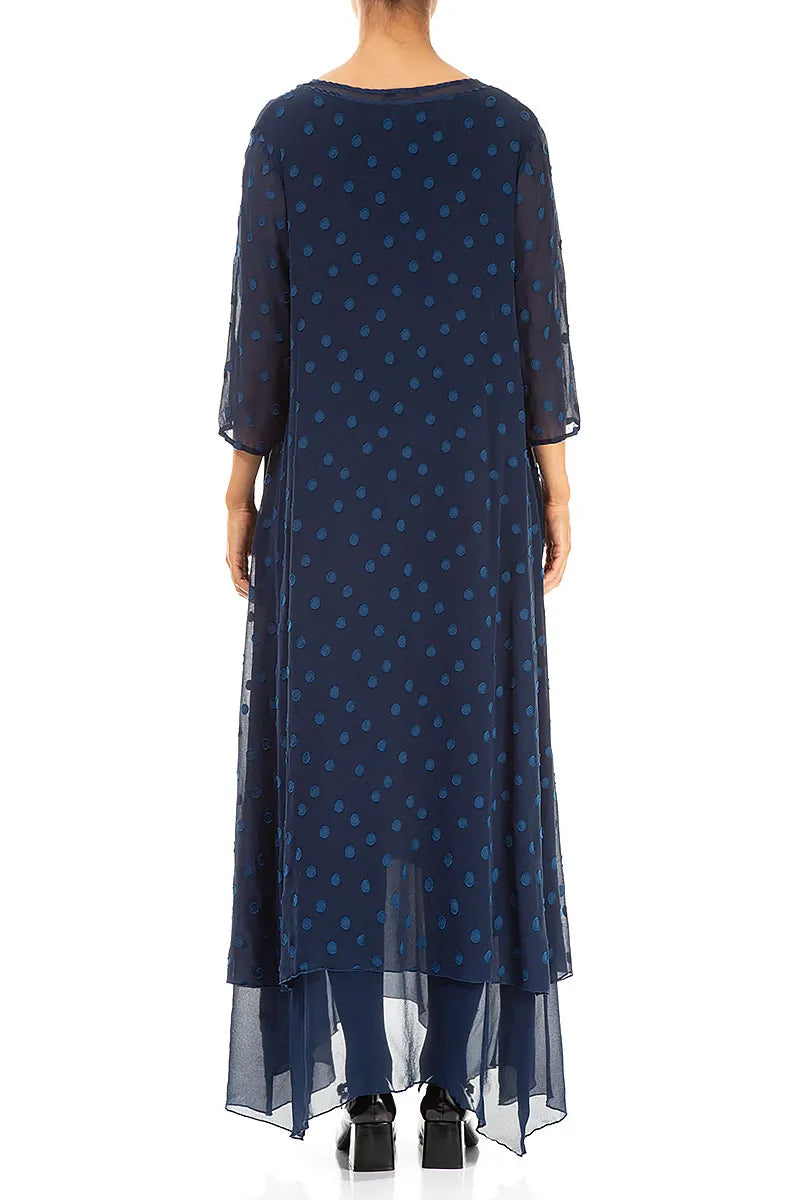 Layered Dotty Royal Blue Silk Dress 2