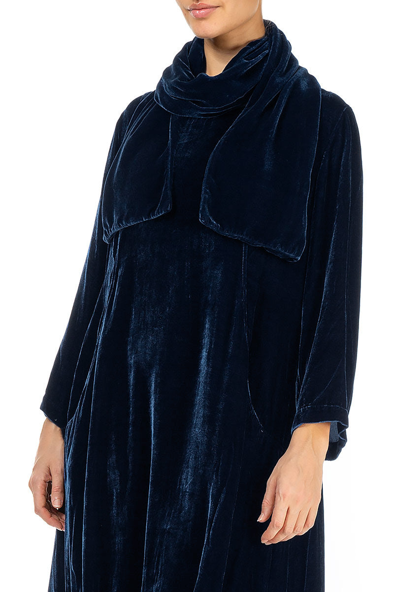 Royal Blue Double Silk Velvet Scarf 3