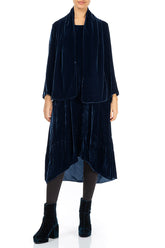 Royal Blue Double Silk Velvet Scarf 2