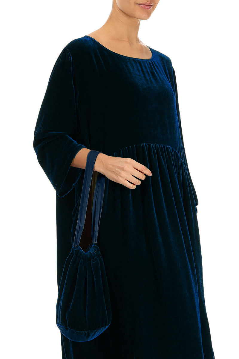 Sac à main de soirée en velours de soie bleu royal