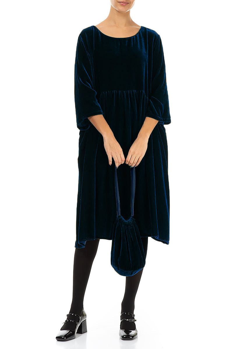 Sac à main de soirée en velours de soie bleu royal