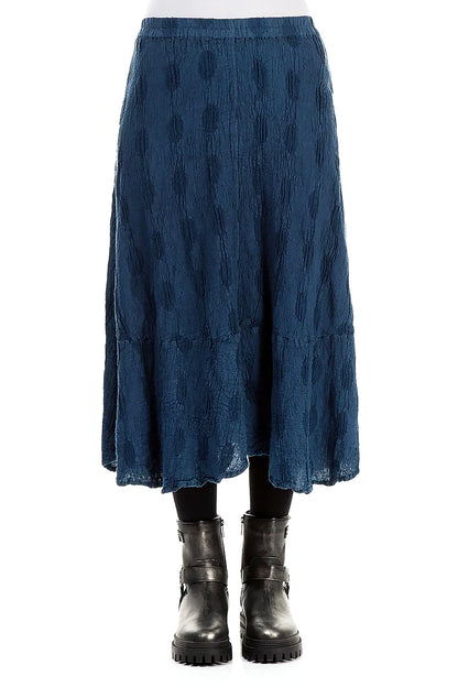 Royal Blue Textured Bubbles Linen Skirt 1
