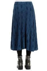 Royal Blue Textured Bubbles Linen Skirt 2