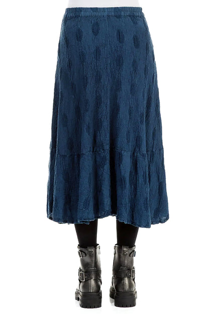 Royal Blue Textured Bubbles Linen Skirt 2