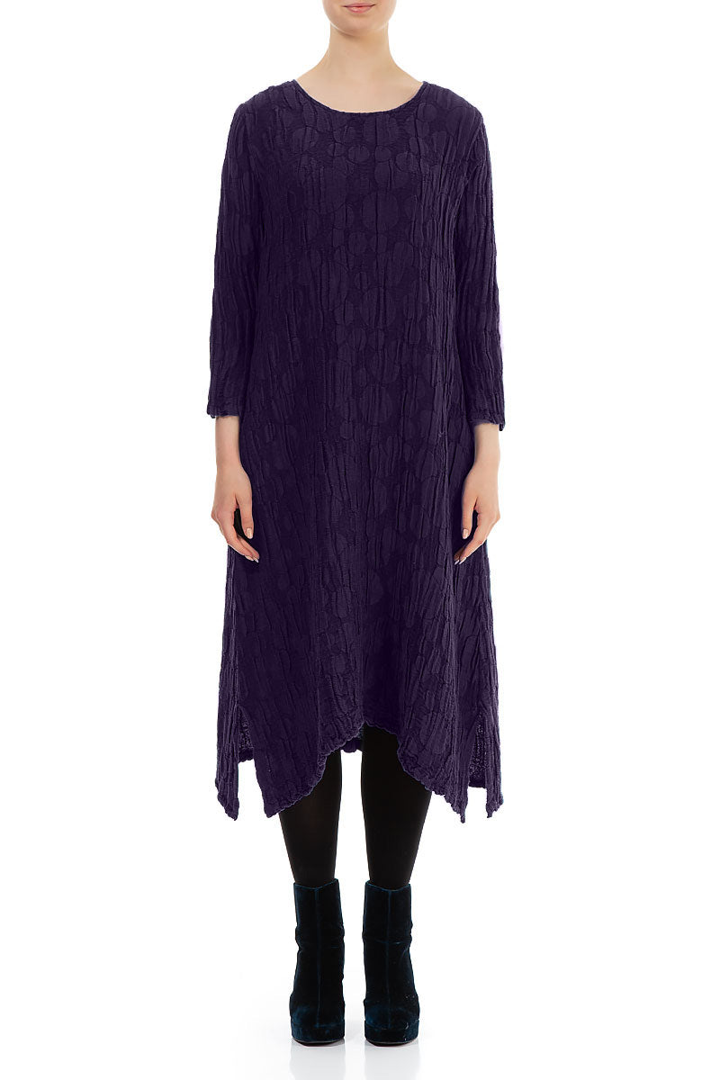 Royal Purple Circle Silk Linen Shift Dress 1