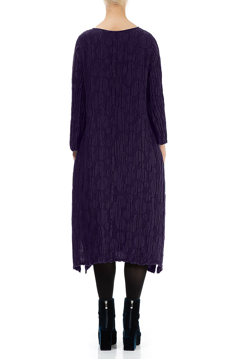 Royal Purple Circle Silk Linen Shift Dress 2