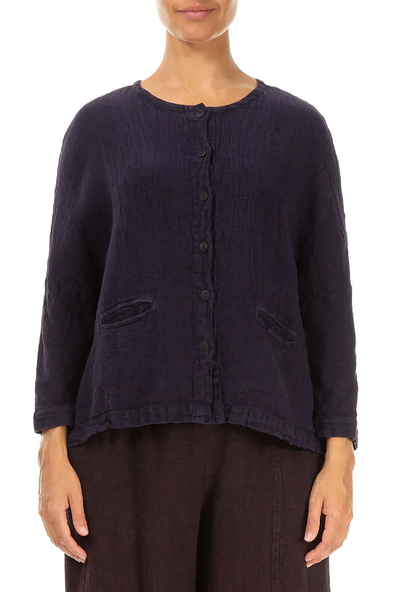 Chemisier veste en lin mélangé violet