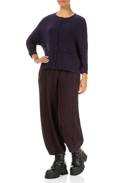 Royal Purple Mélange Linen Jacket Blouse