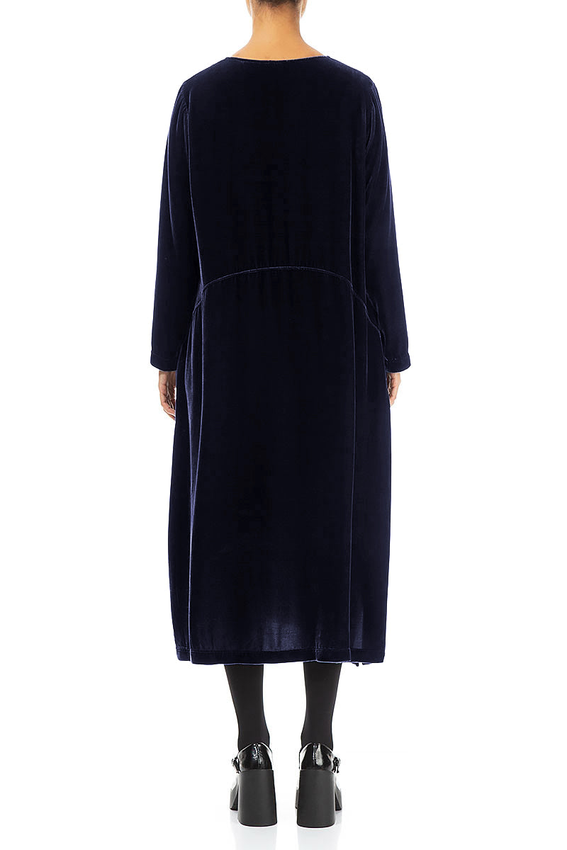 Royal Purple Silk Velvet Shift Dress 2