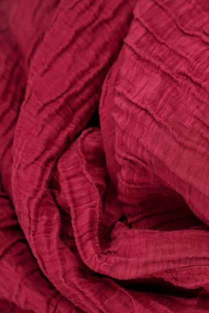 Ruby Crinkled Silk Linen Scarf
