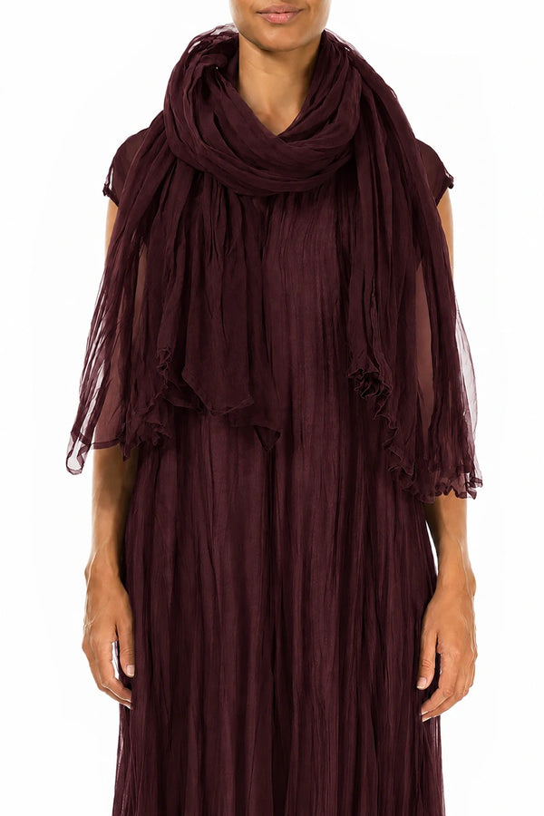 Ruby Crumpled Silk Chiffon Scarf 1