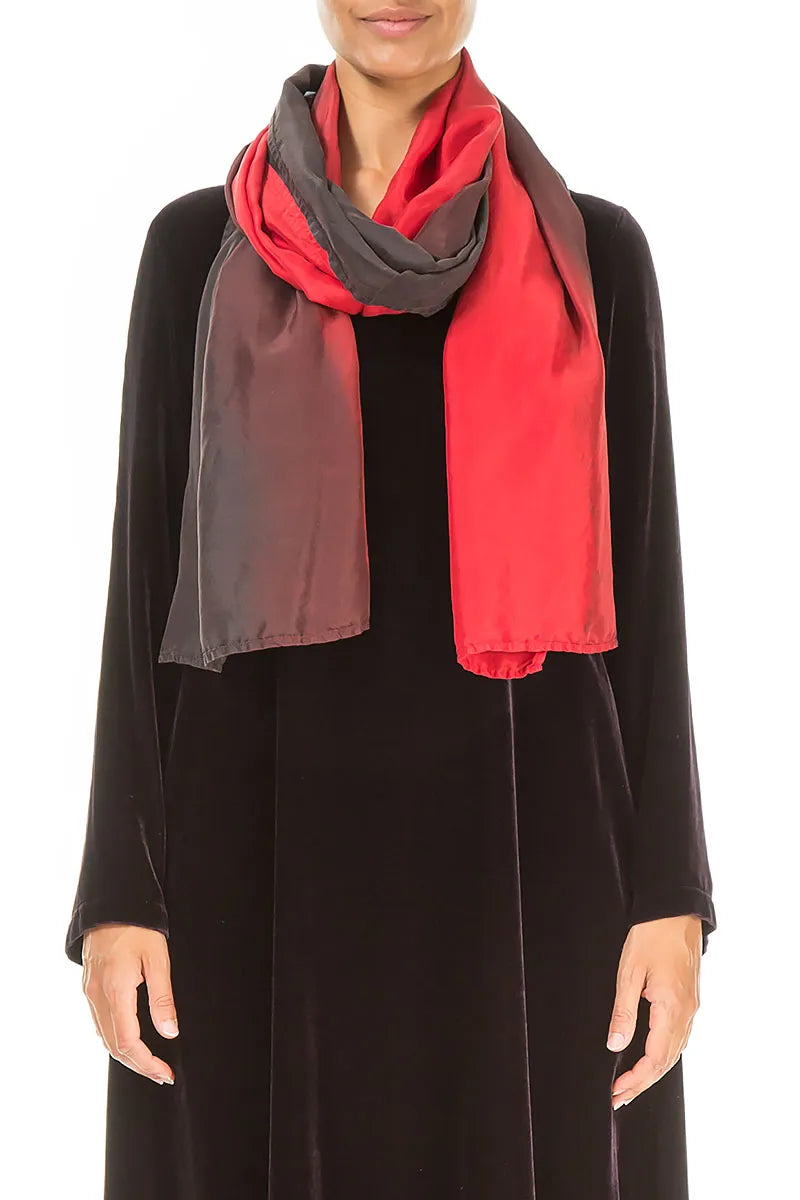 Ruby Mist Ombré Pure Silk Scarf 1