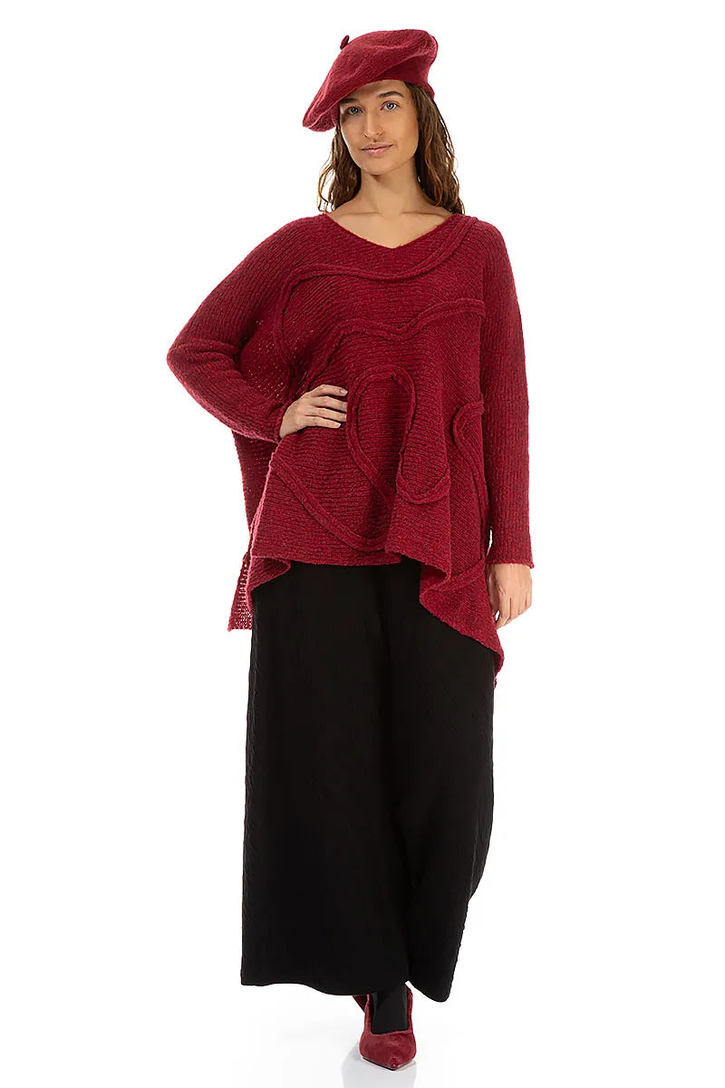 Ruby Red Knitted Wool Beret 2