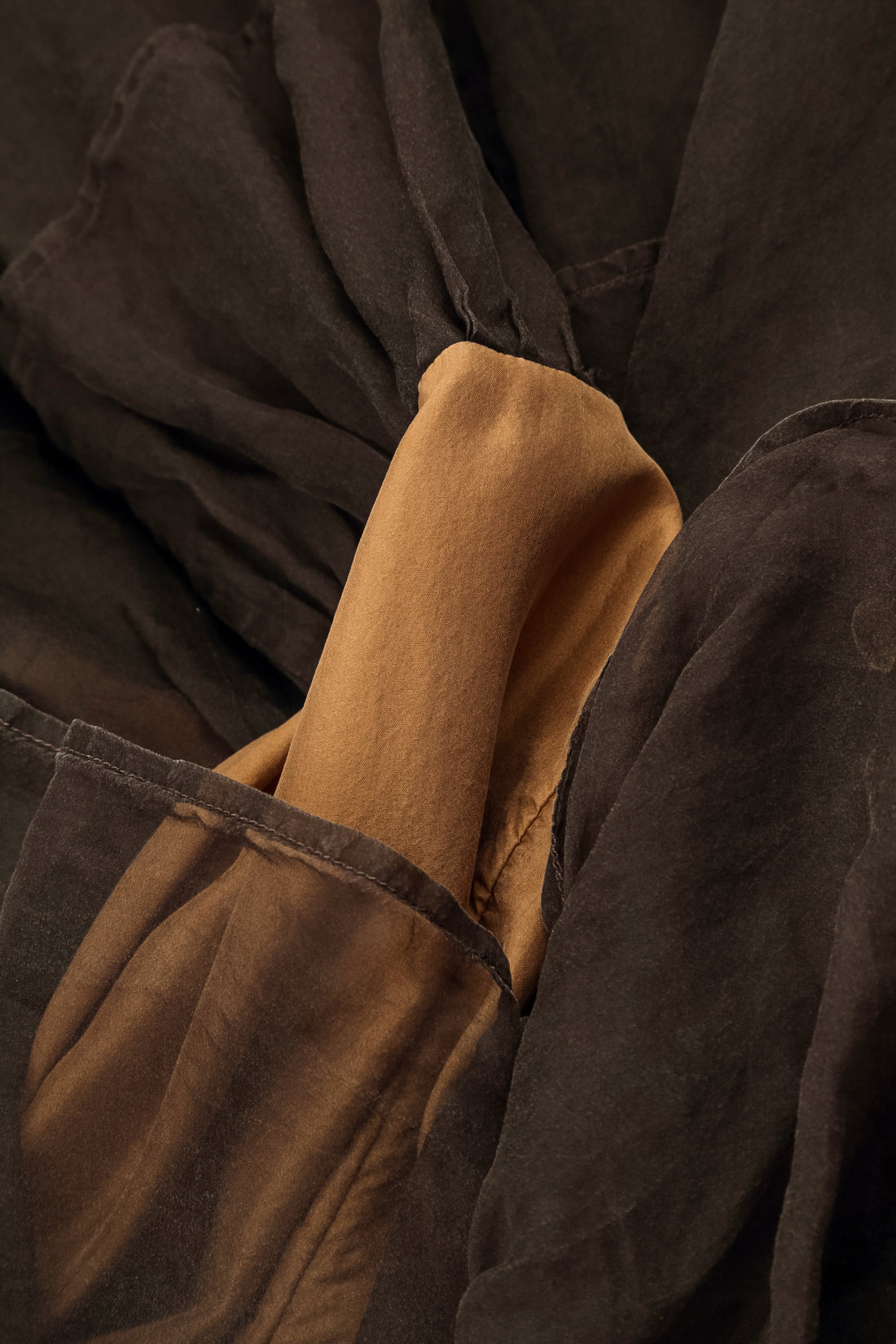 Ruched Aged Copper Silk Chiffon Skirt 6