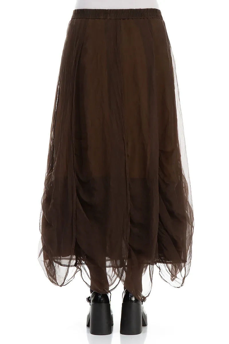 Ruched Aged Copper Silk Chiffon Skirt 2
