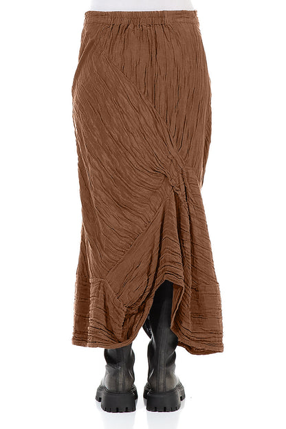 Ruched Crinkled Aged Copper Silk Linen Skirt 2