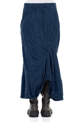 Ruched Crinkled Royal Blue Silk Linen Skirt 2