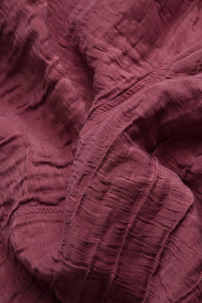 Ruched Hem Antique Ruby Crinkled Silk Linen Trousers 5