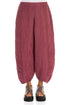 Ruched Hem Antique Ruby Crinkled Silk Linen Trousers 1