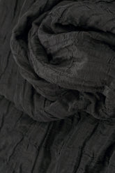 Ruched Hem Black Crinkled Silk Linen Trousers 4