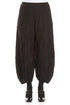 Ruched Hem Black Crinkled Silk Linen Trousers 1