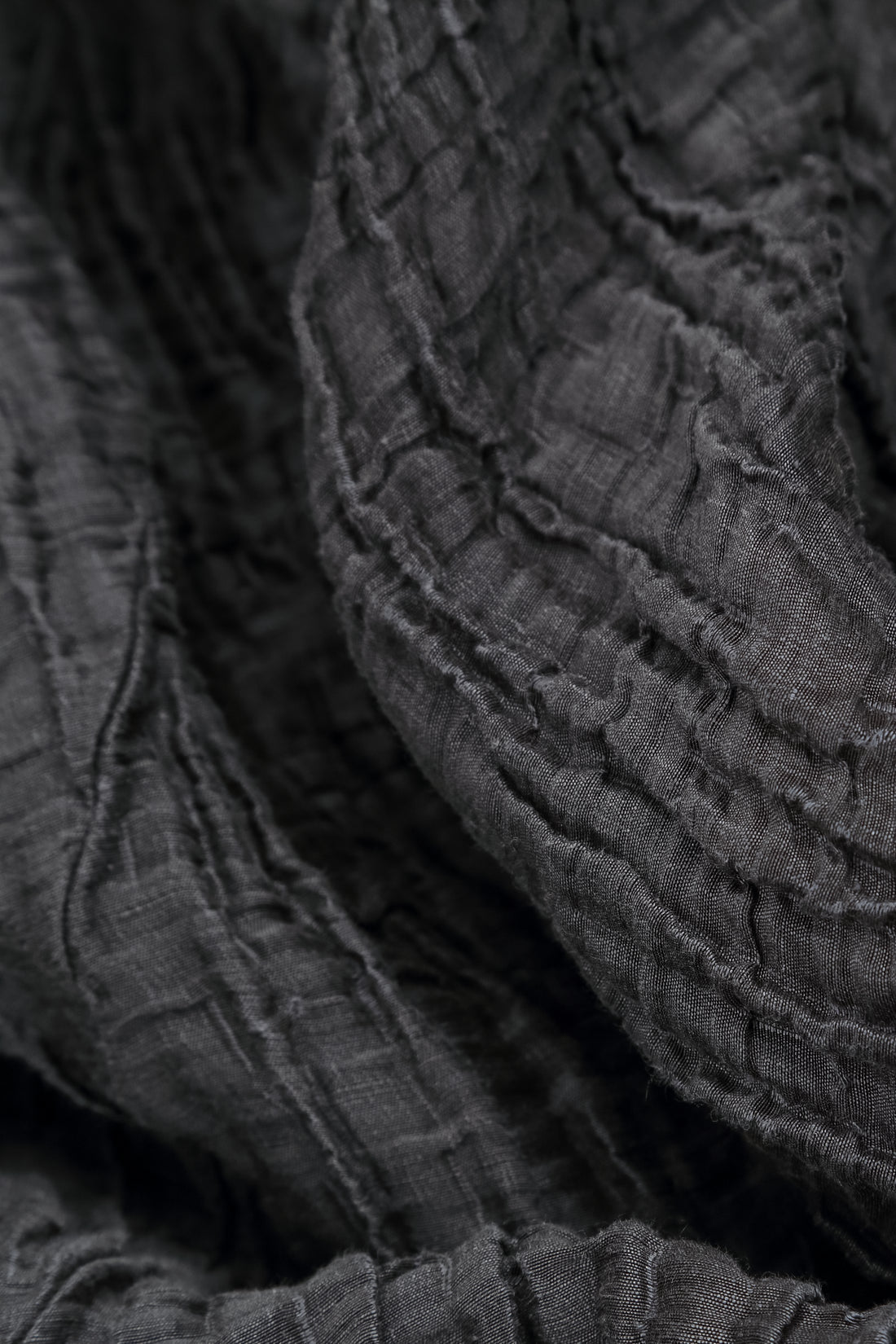 Ruched Hem Charcoal Crinkled Silk Linen Trousers 4