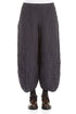 Ruched Hem Graphite Blue Crinkled Silk Linen Trousers 1