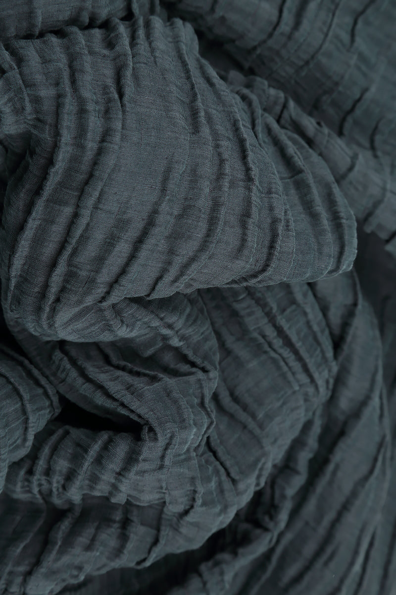 Ruched Hem Graphite Crinkled Silk Linen Trousers 4