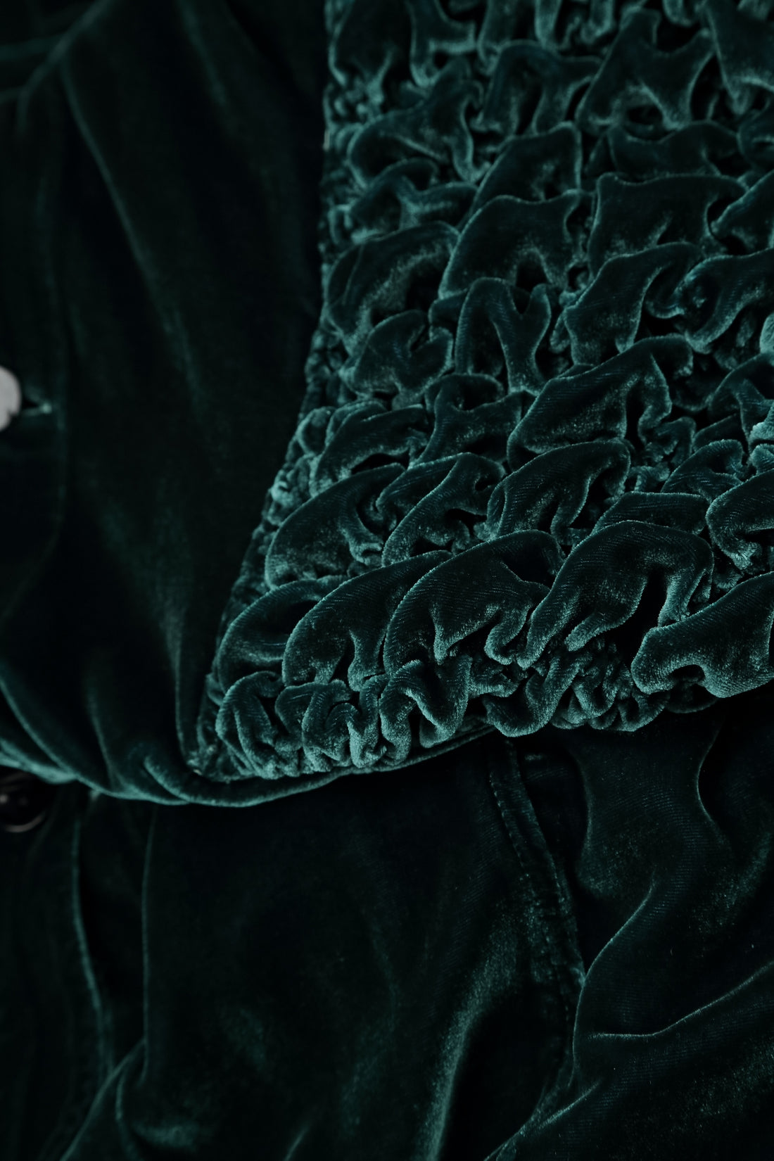 Ruched Pockets Deep Turquoise Silk Velvet Jacket - Coat 6