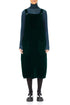 Ruched Pockets Emerald Silk Velvet Dungaree Dress 1