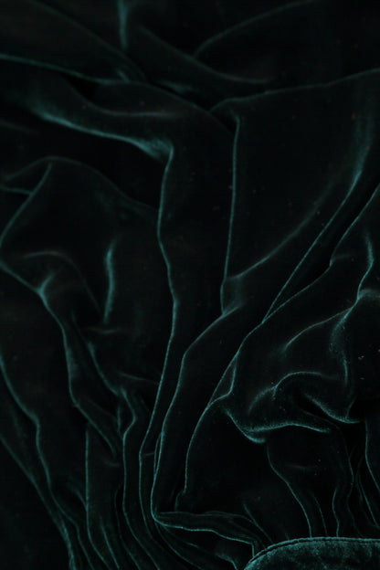 Ruched Pockets Emerald Silk Velvet Dungaree Dress 5