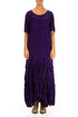 Ruffle Royal Purple Silk Bamboo Maxi Dress 1