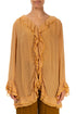 Ruffled Amber Silk Jacket Blouse 1