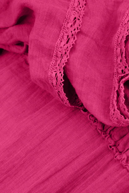 Ruffled Fuchsia Gauze Linen Skirt 5