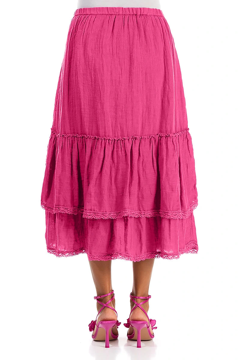 Ruffled Fuchsia Gauze Linen Skirt 2