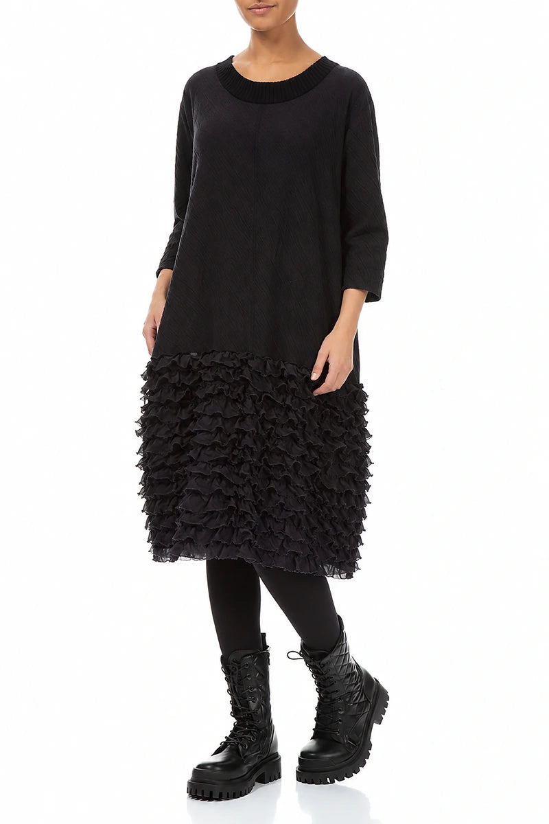 Ruffled Grey Wavy Cotton Dress 3