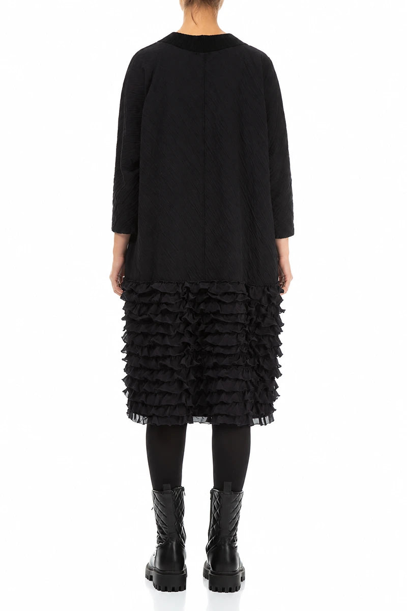 Ruffled Grey Wavy Cotton Dress 2