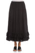 Ruffled Hem Black Gauze Linen Maxi Skirt 1