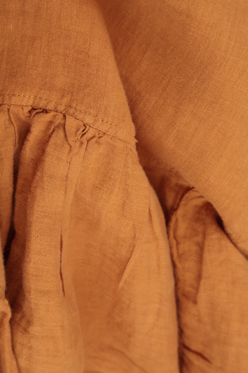 Ruffled Hem Sleeveless Amber Linen Tunic - Dress 5