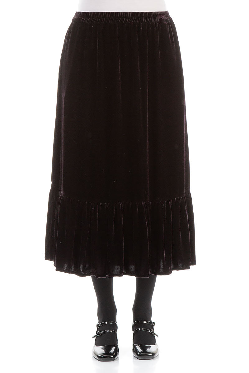 Ruffled Hemline Vintage Violet Silk Velvet Skirt 1