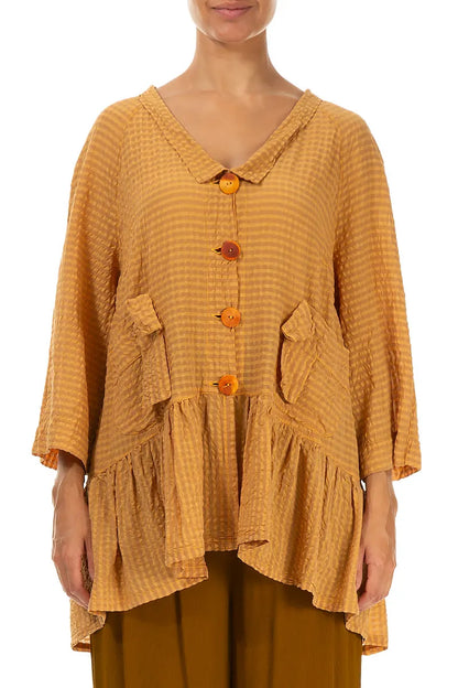 Ruffled Honey Textured Silk Jacket 1