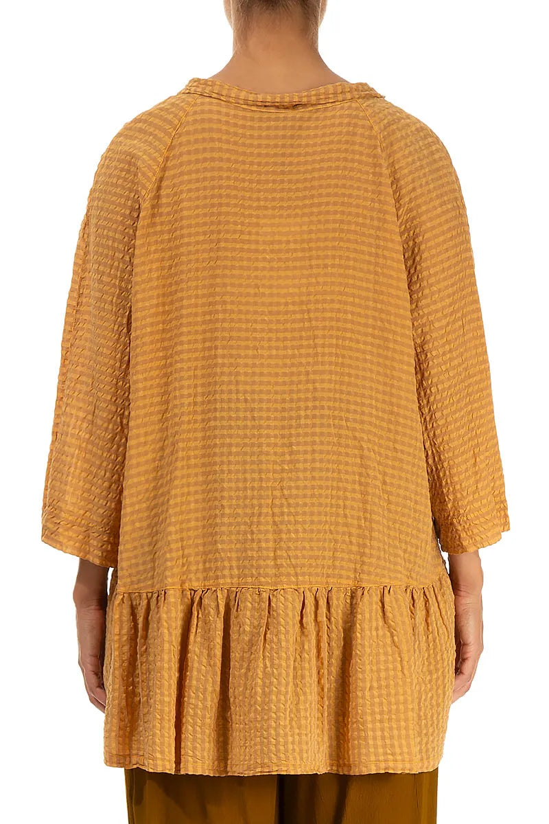 Ruffled Honey Textured Silk Jacket 2